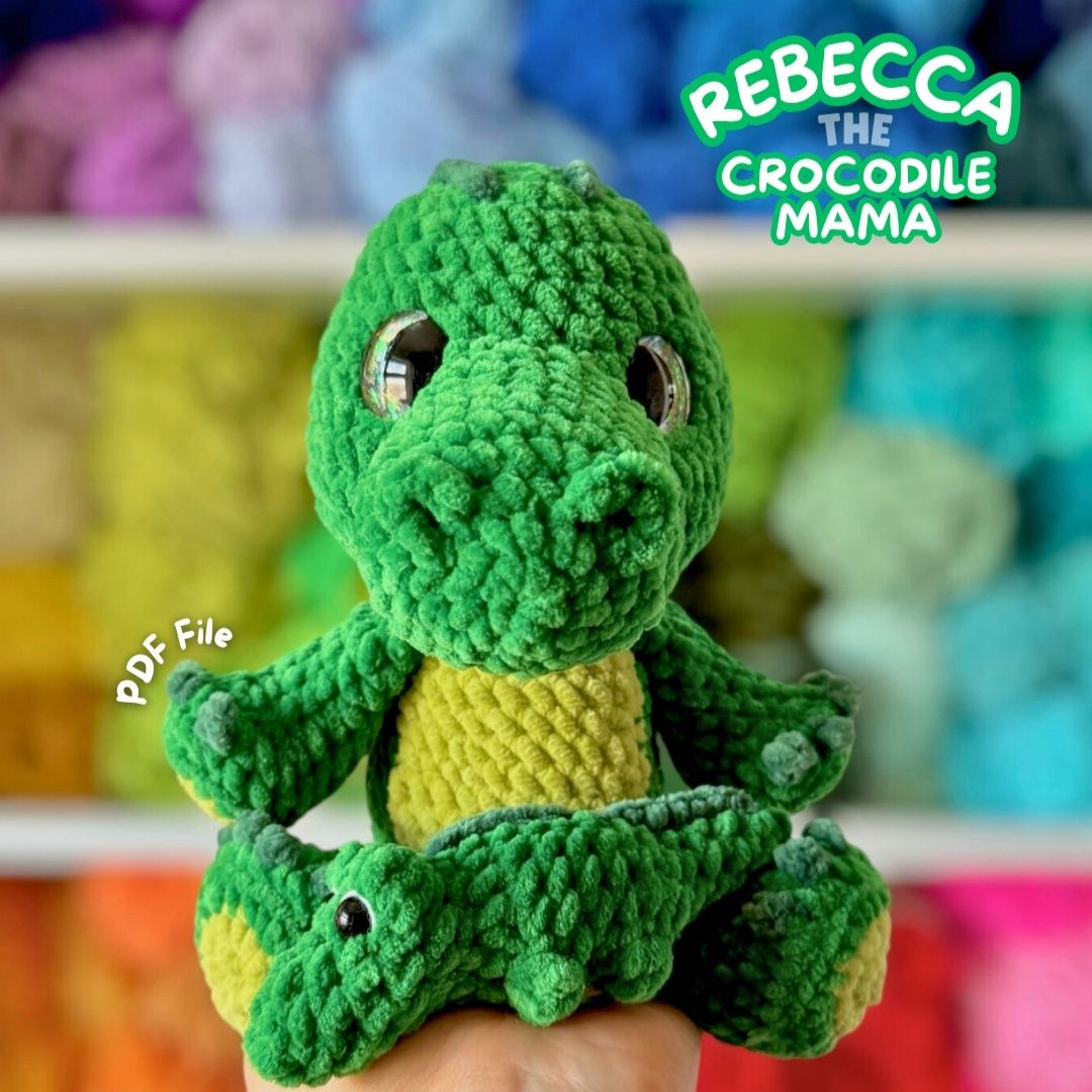 Crochet PATTERN: Rebecca the Mama Crocodile & Baby (English)