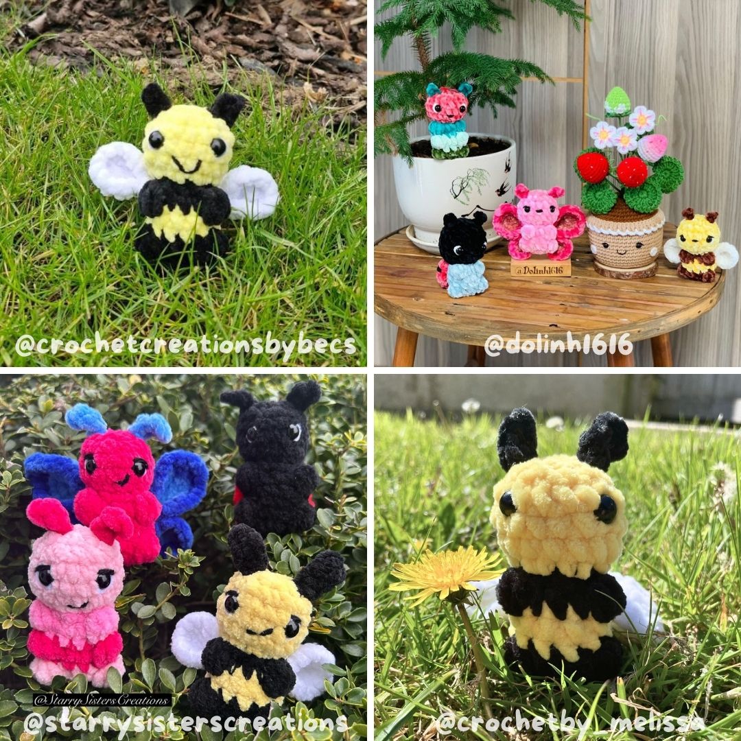 Crochet PATTERN: Insect Smols - NO SEW (English)