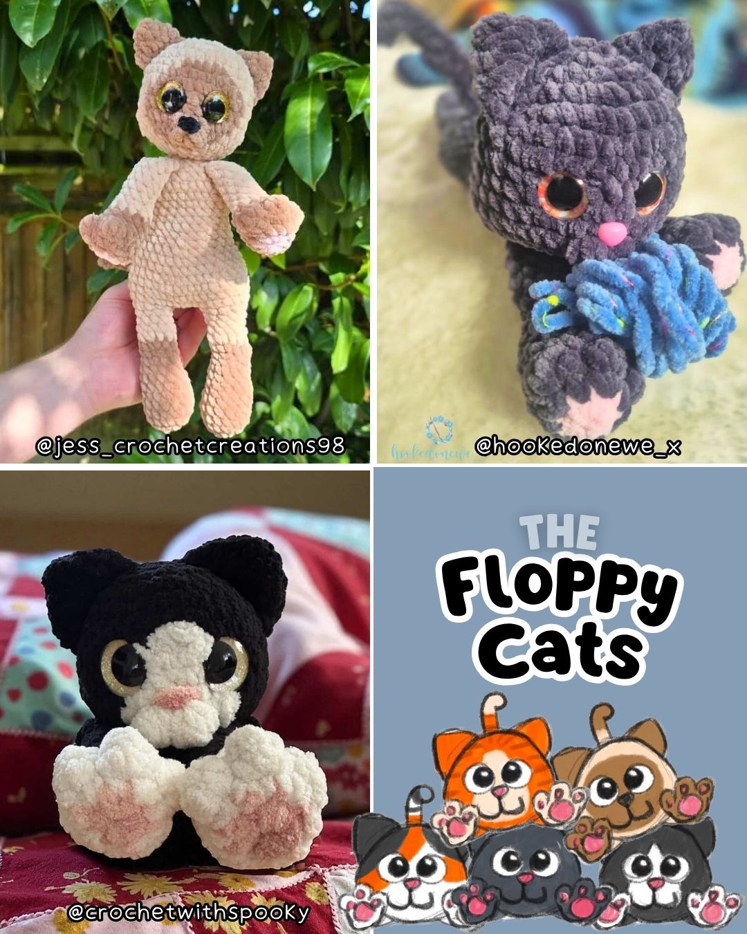 Crochet PATTERN: The Floppy Cats 5-in-1 (English)