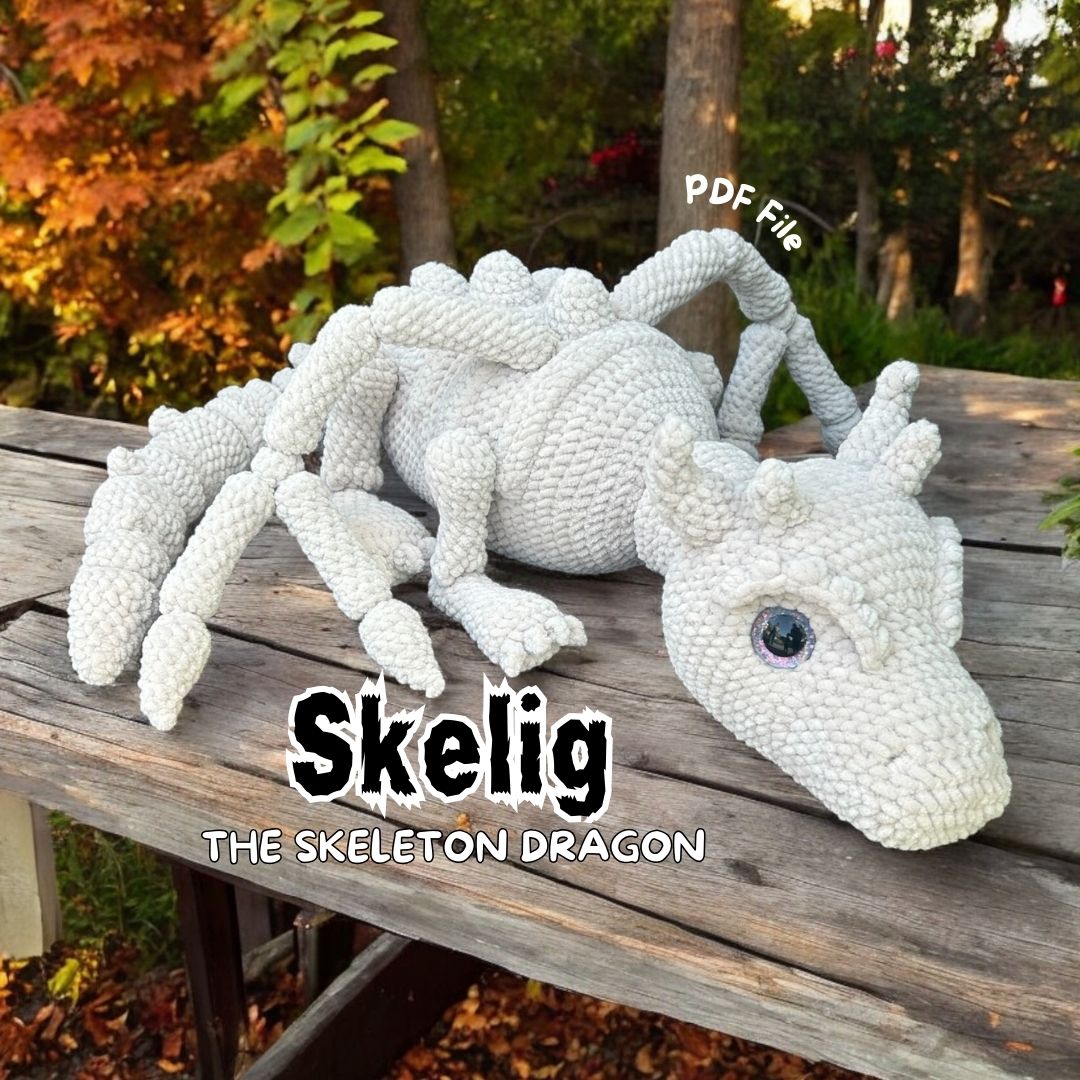 Crochet PATTERN: Skelig the Skeleton Dragon (English)