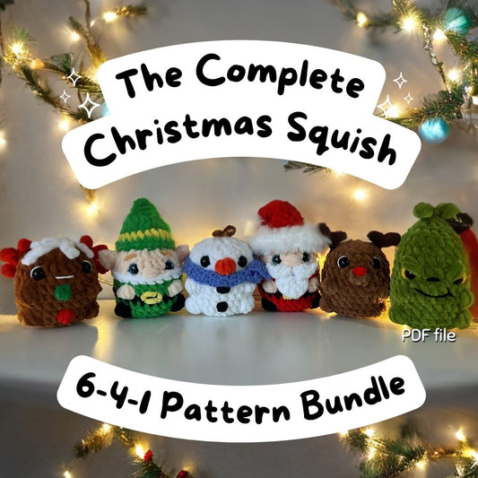 Crochet PATTERNS: ALL 6 Christmas Squishes Bundle (English)