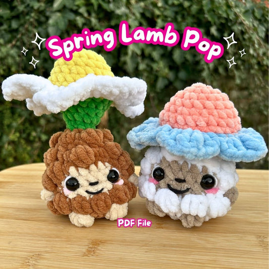 Crochet PATTERN: Spring Lamb Pop, NO SEW (English)