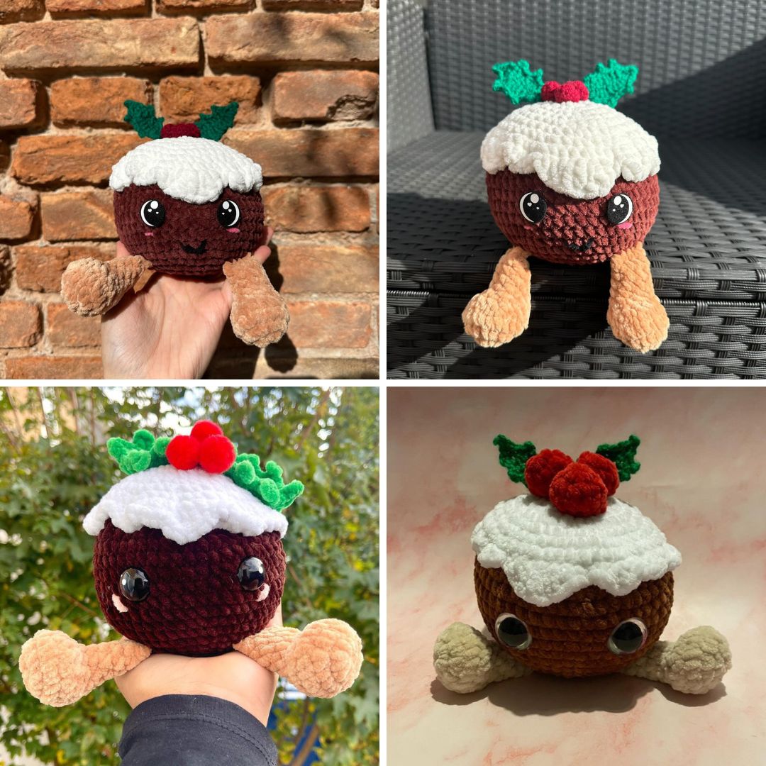 Crochet PATTERN: Holly the Christmas Pudding (English)