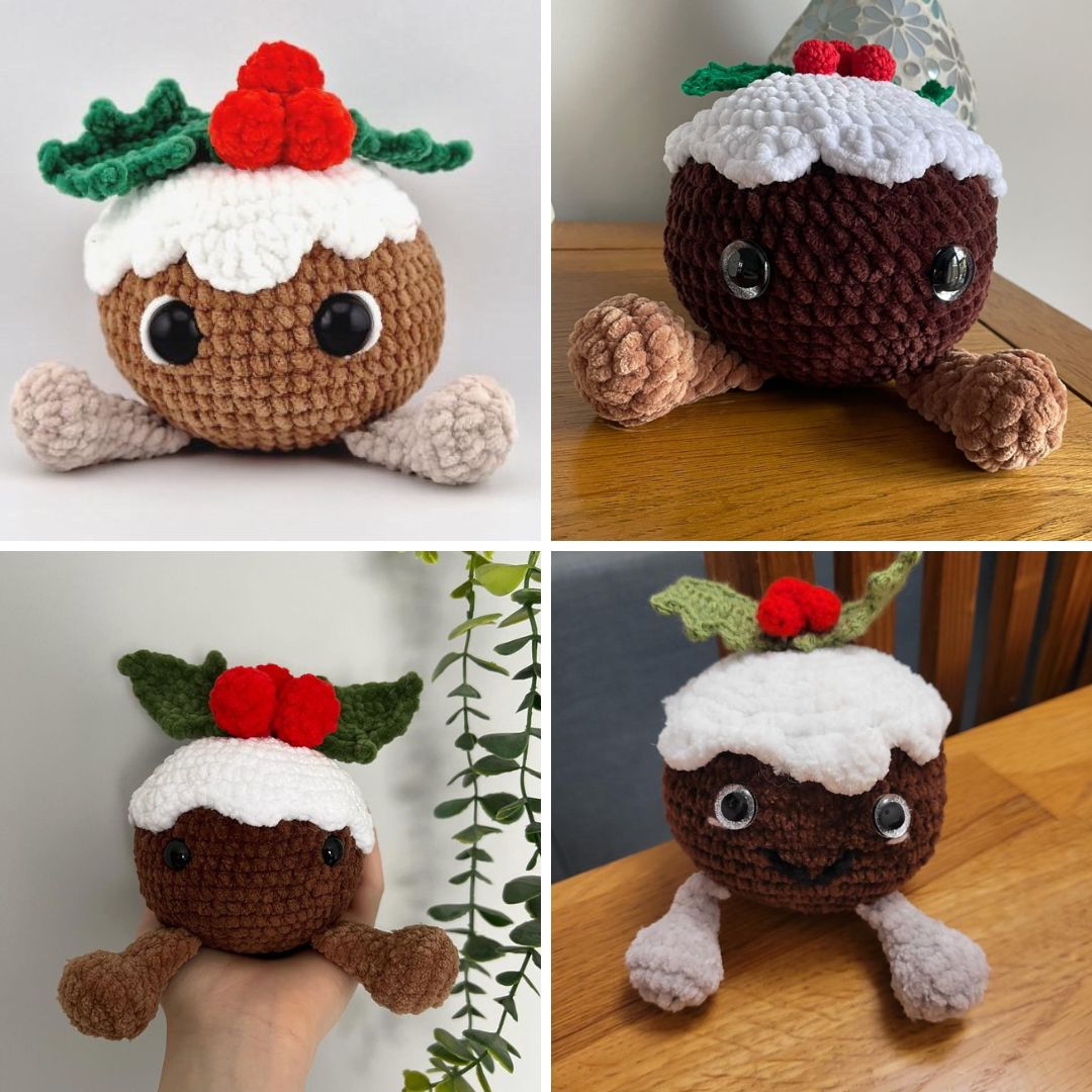 Crochet PATTERN: Holly the Christmas Pudding (English)