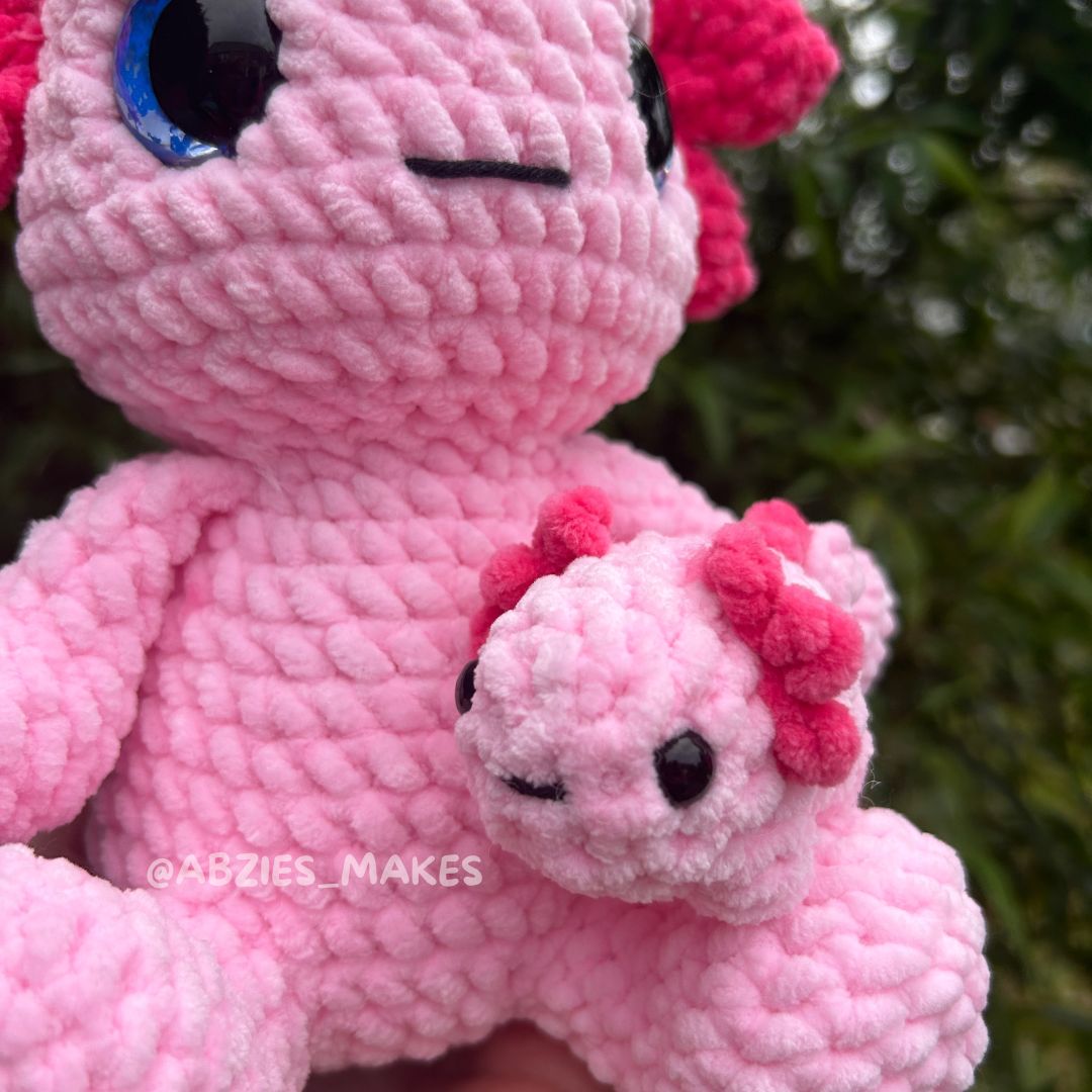 Crochet PATTERN: Axolotl Family, LOW SEW (English)