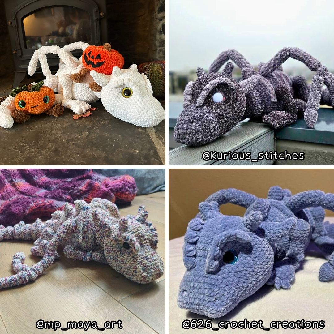 Crochet PATTERN: Skelig the Skeleton Dragon (English)